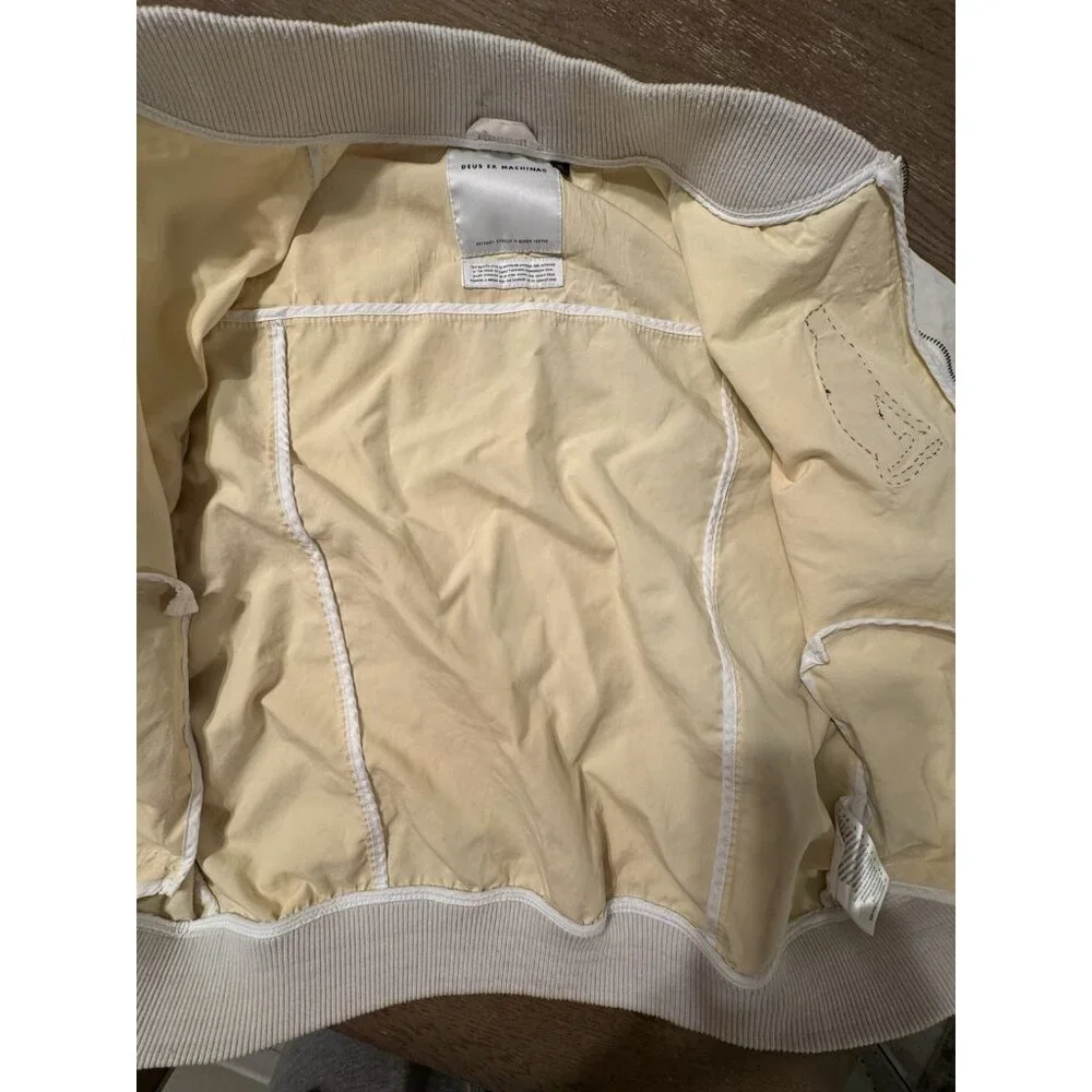 DEUS EX MACHINA GARTH BOMBER JACKET Sz XL Jaguar Patch Full Zip White - Picture 13 of 13